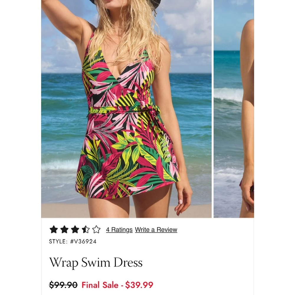 VENUS Tropical Leaf One-Piece Swimsuit in Pink, Green & Black